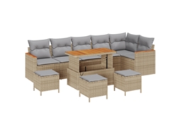 Conjunto 10 Móveis De Jardim Vidaxl Bege Vime Pe (110 X 55 X 71 Cm)