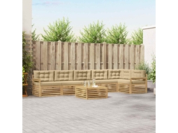 Vidaxl Conjunto De Sofás Para Exterior 7 Unid. Branco E Bege