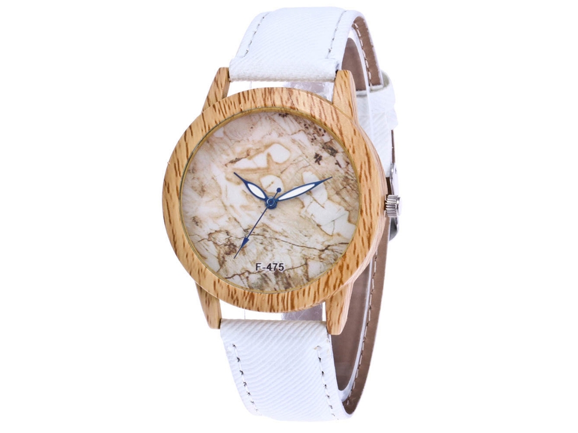 Relógio de pulso feminino moderno com movimento de quartzo, branco.