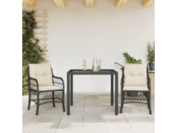 Vidaxl 3 Pcs Conjunto De Bistrô Com Almofadões Vime Pe Preto