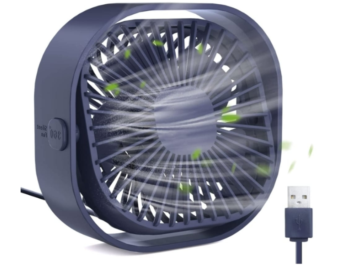 Ventilador de Mesa USB silencioso 5W, diâmetro 13 cm, ideal para estudo, escritório e uso diário STELASPLEN