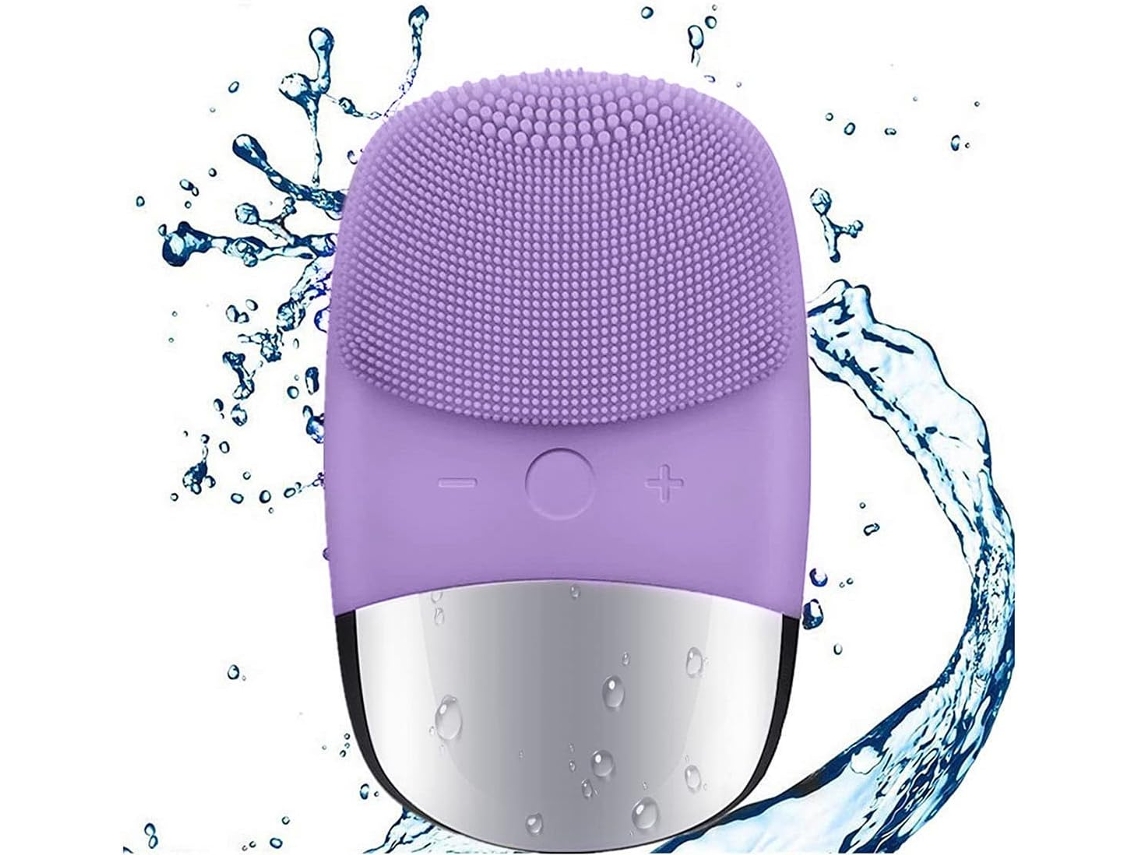 Escova de limpeza facial elétrica recarregável via USB em silicone, massageador facial à prova d'água