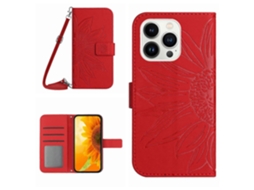 Capa De Couro Com Estampa De Girassol E Alça De Ombro Para Iphone 16 Pro
