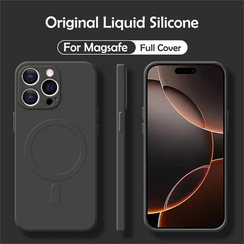 Capa Magsafe De Silicone Líquido (iphone 13 Pro Max, Preta), Compatível Com Carregamento Sem Fio Magnético.