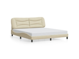 Estrutura de Cama sem Colchão Hvar 180x200 cm Tecido Creme MAISON EXCLUSIVE