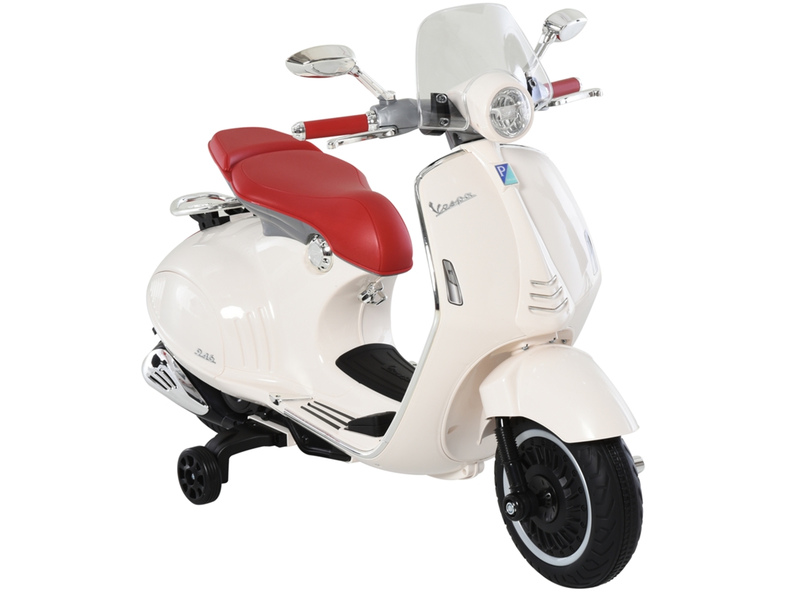 Scooter Elétrica Infantil 6v Música Buzina Rodinhas Branca