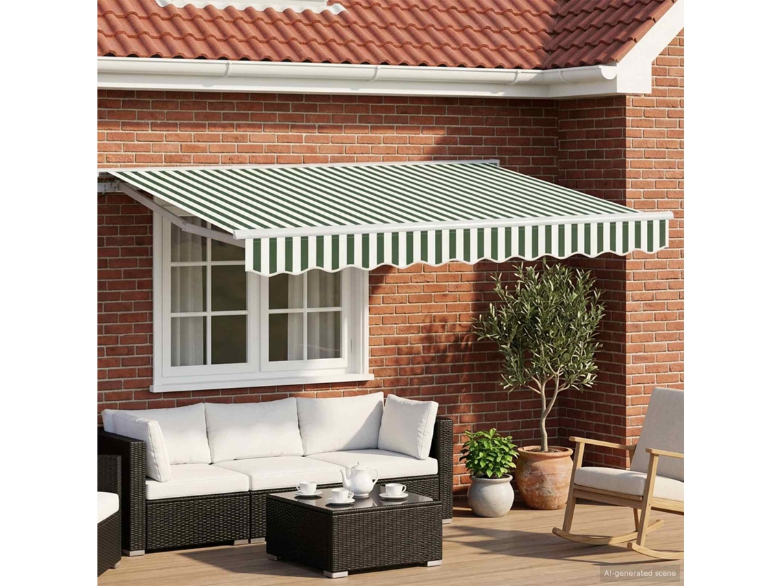 Vidaxl Toldo Retrátil Elétrico Verde E Branco 3 X 2,5 M