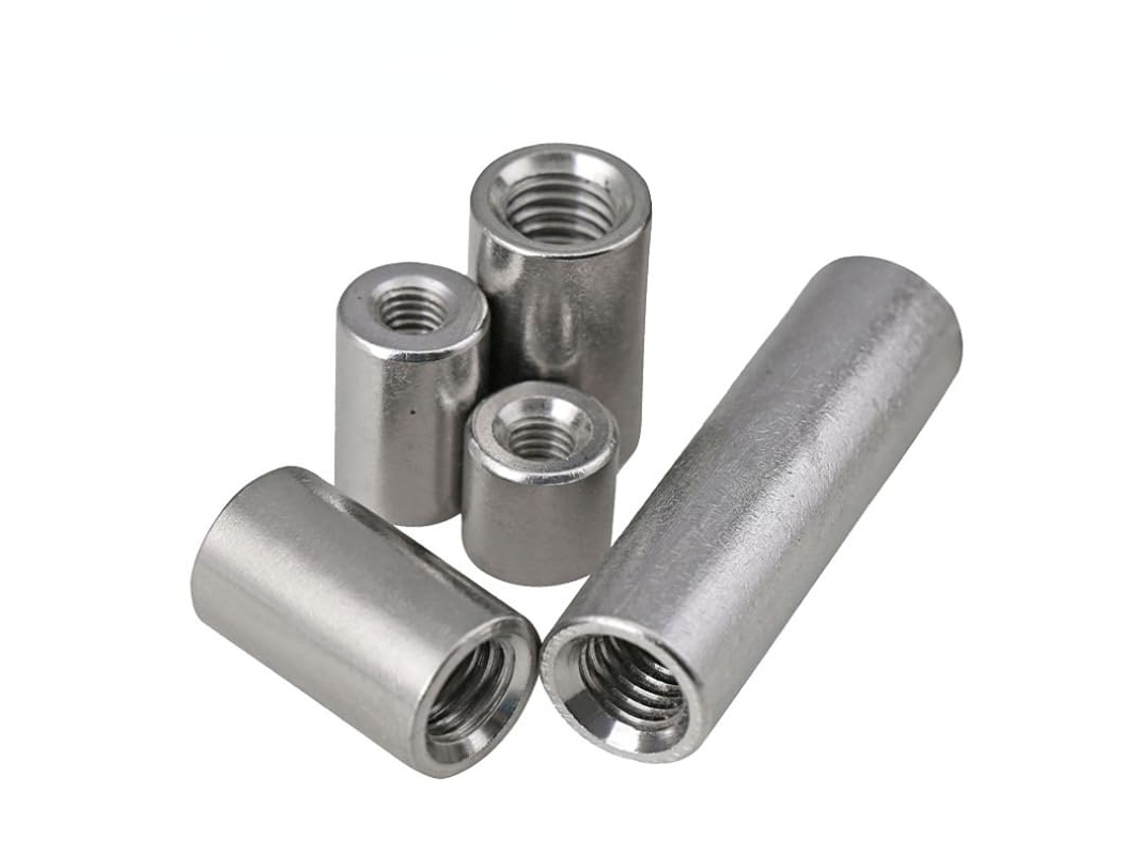 Porca De Acoplamento Redonda Em Aço Inoxidável 304, Conector De União Com Luva, Comprimento 4-30mm, Diâmetro Interno