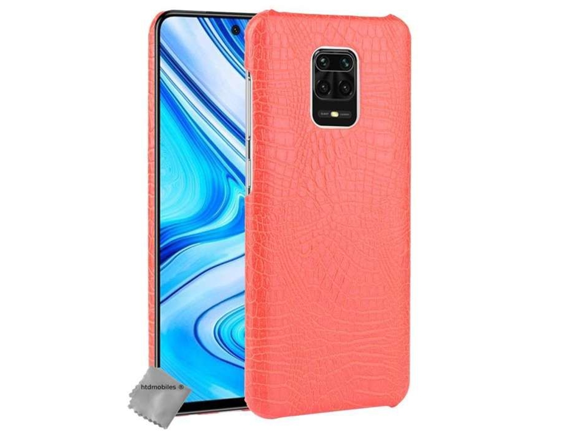 Capa Dura De Couro De Crocodilo Falso Para Xiaomi Redmi Note 9s Vidro Temperado - Vermelho