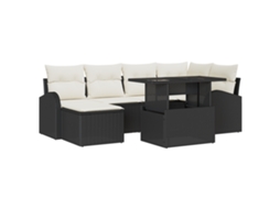 Conjunto 7 Conjunto De Sofá De Jardim Vidaxl Preto Vime Pe (234 X 124 X 85 Cm)