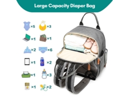 Mali mochila de Fraldas Multifuncional 28l com Isolamento Térmico e Cinta para Carrinho de Bebê