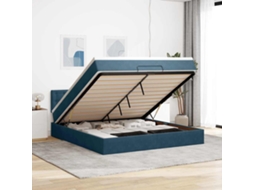 Vidaxl Estrutura De Cama Otomana Com Colchão 180x200 Cm Azul Escuro