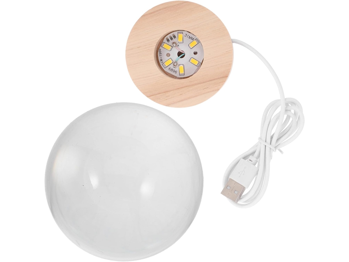 Luminária Led Toddmomy Em Formato De Lua Com Base Madeira Luz Noturna