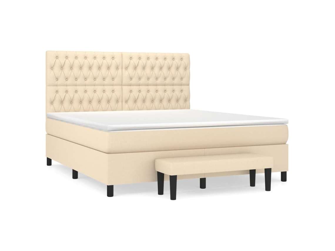 Box Spring Bed, Box Spring Beds Vidaxl Creme Tecido (180 X 200 Cm)