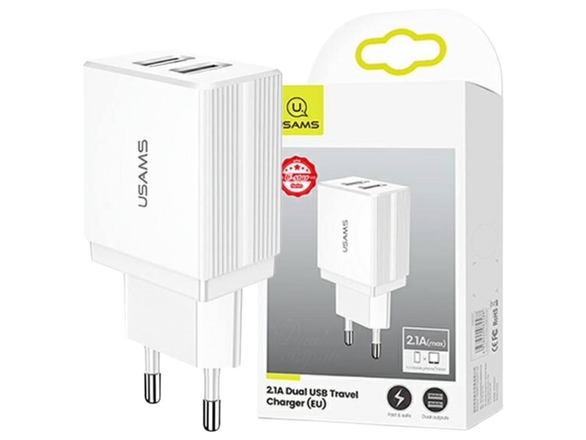 Carregador Usams 2xusb T24 2.1a Para Iphones Android Com Dois
