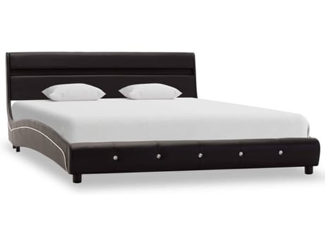 Estrutura de cama c/ LEDs 120x200 cm couro artificial preto