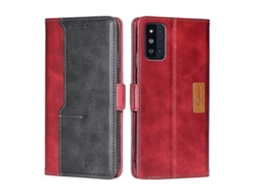 Capa De Couro Com Aba Horizontal, Textura Retrô E Cores Contrastantes Para Samsung Galaxy F52 5g, Com Suporte.