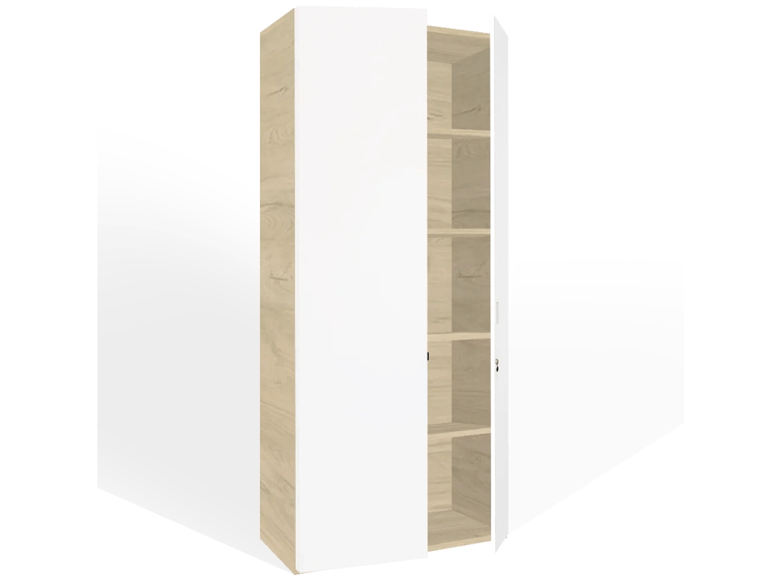 Armário de arquivo com portas. 5 prateleiras. 200 x 90 x 50 cm. Carvalho-Branco. OFILIKE