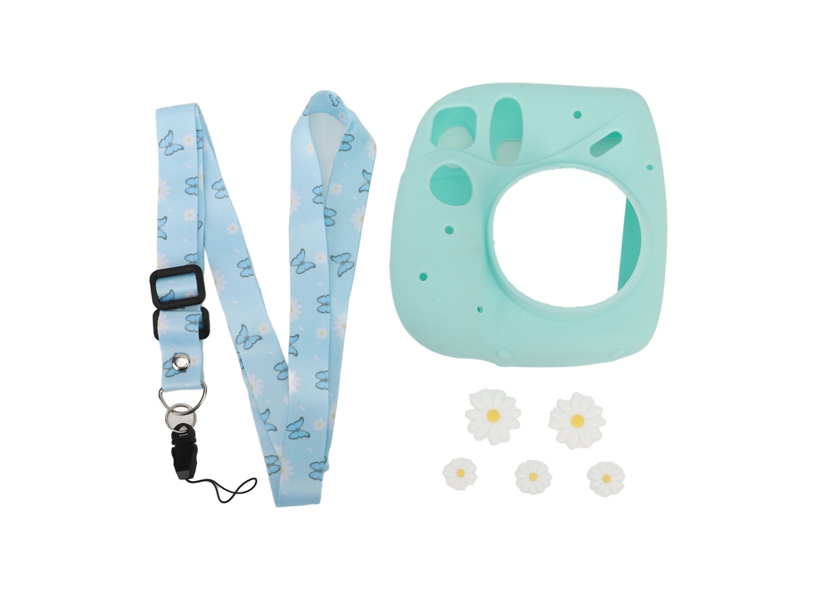 Instant Camera Lightweight Cover With Shoulder Strap Soft Silicone Protective Case For Instax Mini 7 Plus Blue Daisy LAXISCREED