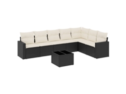Maison Exclusive - 8 Pcs Conjunto Sofás De Jardim Com Almofadões Vime Pe Preto