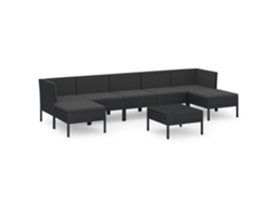 Maison Exclusive - 8 Pcs Conjunto Lounge De Jardim C/ Almofadões Vime Pe Preto