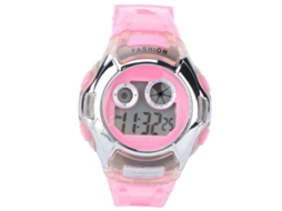 Relógio Digital Infantil Multifuncional Esportivo Impermeável com Luz Led Rosa