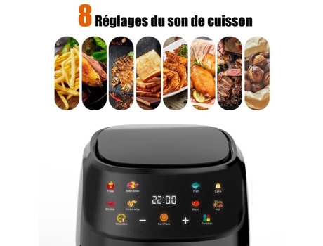 Fritadeira Sem Óleo 8 L Fritadeira de Ar SDLOGAL 2400W Tela de Toque Lcd 8 Programas Temperatura Ajustável