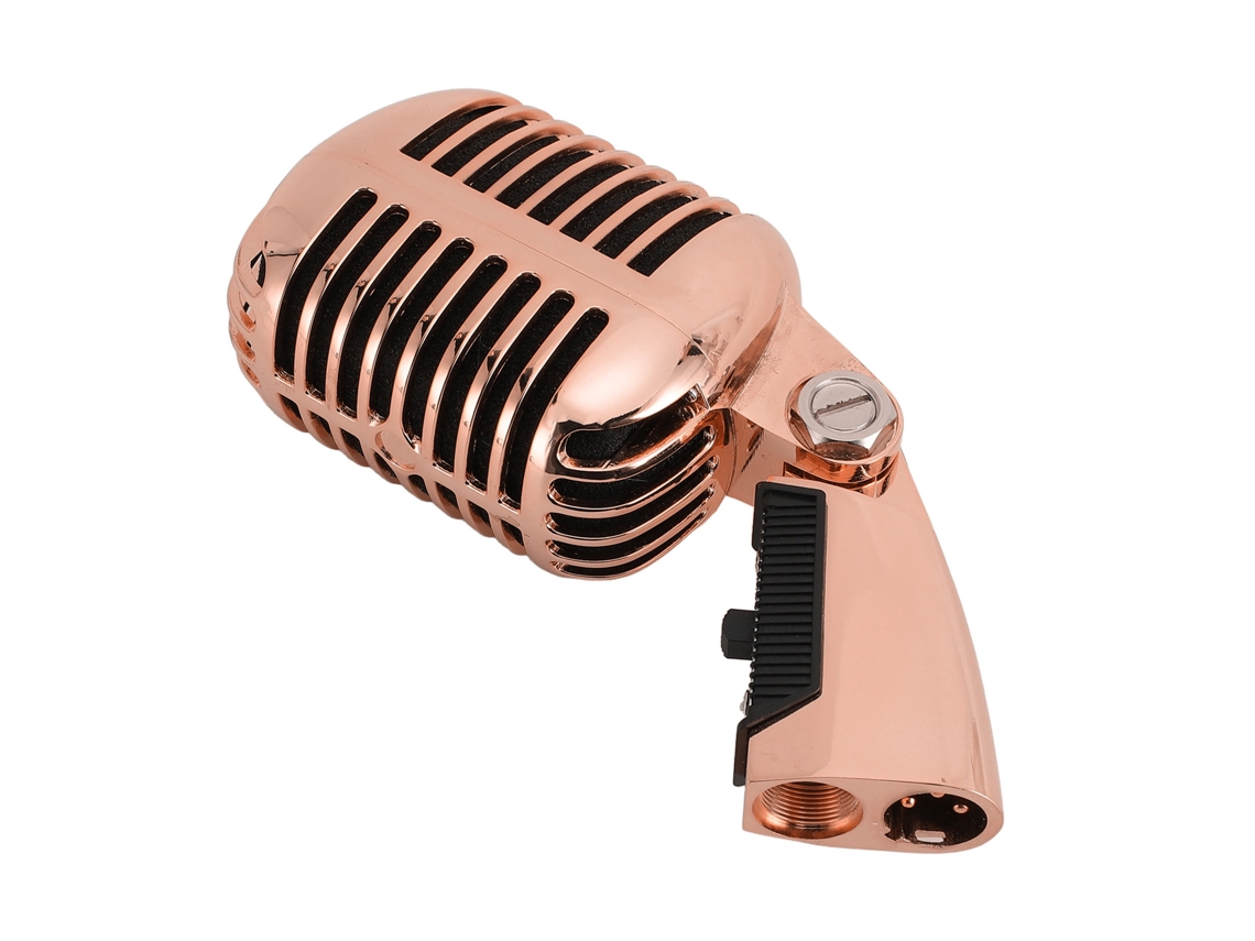 Aetheria microfone Dinâmico Vintage de Liga de Zinco com Suporte Giratório Auto tensão para Ktv Dourado Rosa