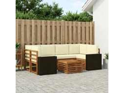 Vidaxl Conjunto De Sofás Para Exterior 7 Unid. Natural E Creme