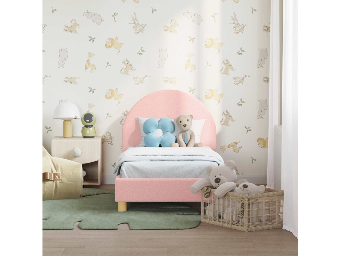 Vidaxl Estrutura De Cama Para Criança Com Cabeceira Rosa 70 X 140 Cm