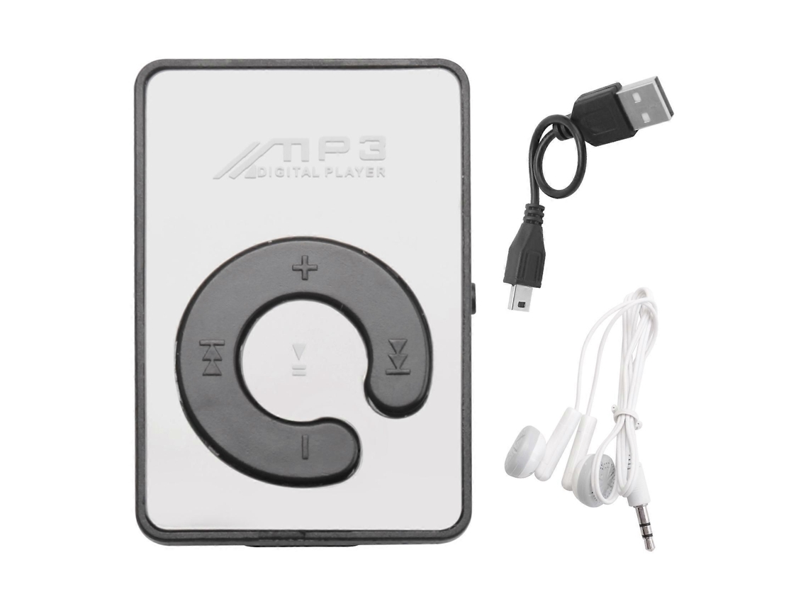 Mini reprodutor MP3 com cabo USB e fones, preto TAISHENGDA