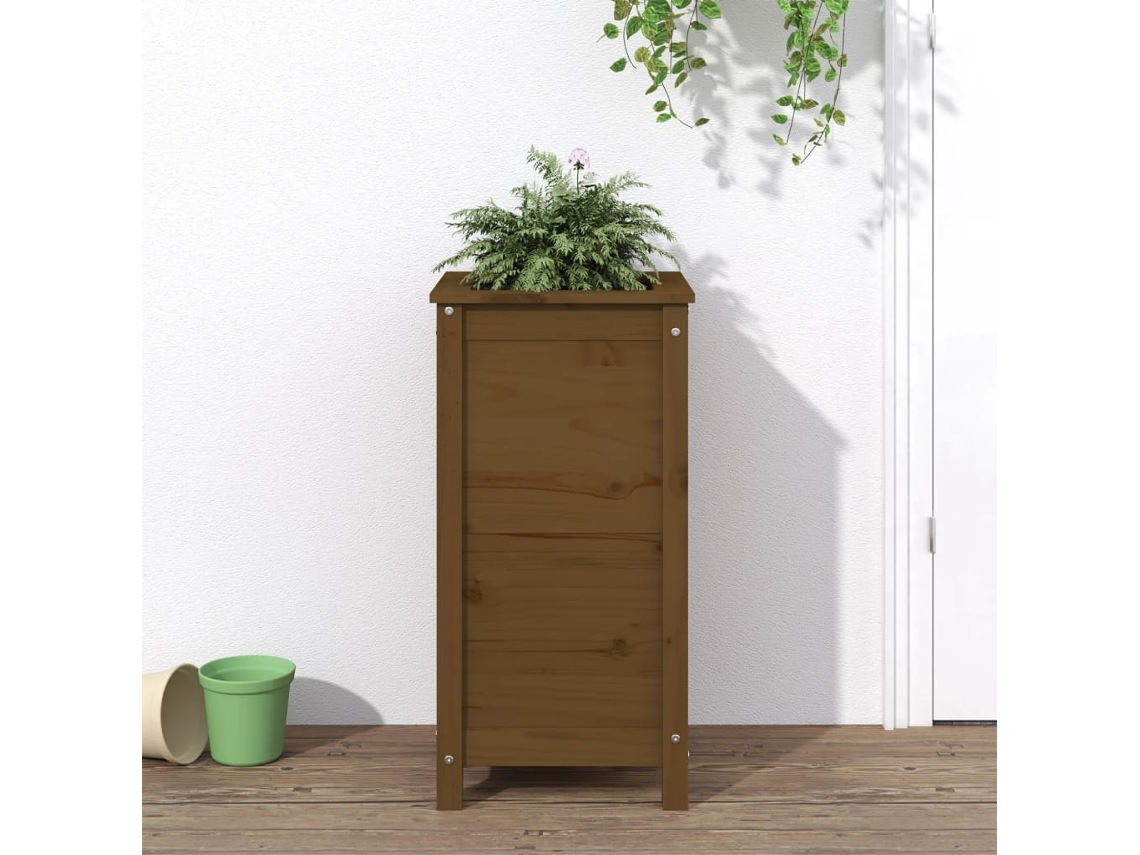 Floreiravasocaixa De Jardim 40x40x78 Cm Pinho Maciço Castanho Mel Lovely Home