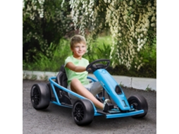 Go-kart Elétrico Para Crianças De 8-12 Anos Com Encosto Alto E Cinto De Segurança, 115x77x54 Cm, Azul E Preto