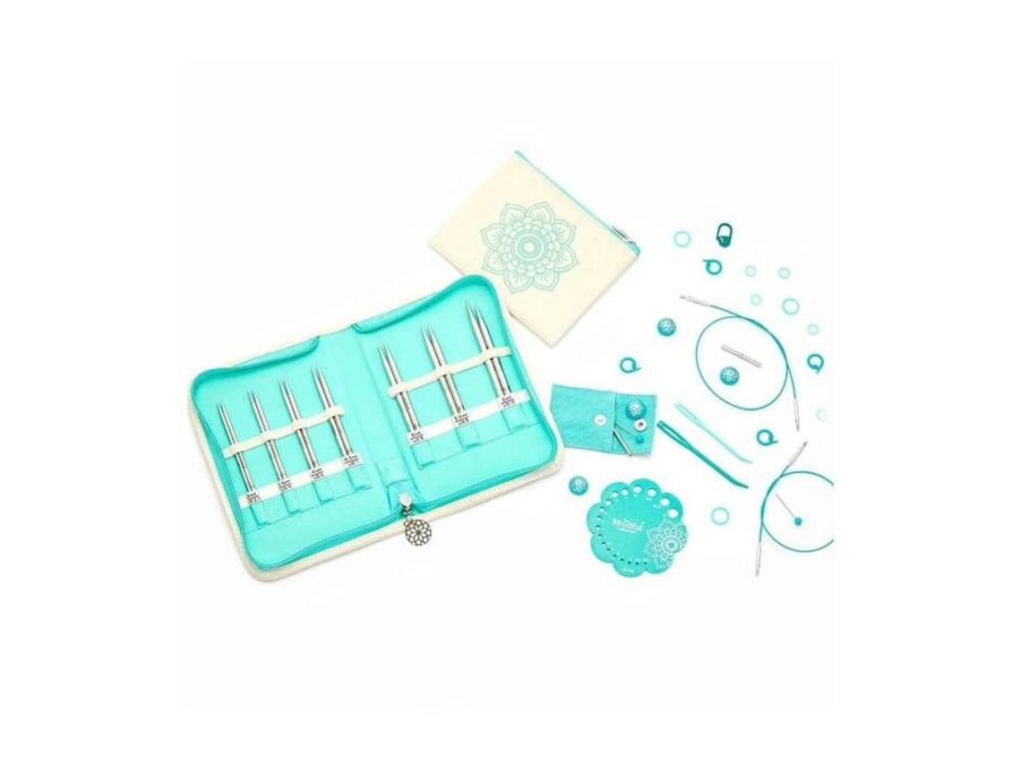 Conjunto de agulhas intercambiáveis KNITPRO Mindful Lace 10 cm Verde