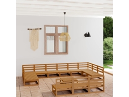 Conjunto Lounge Jardim Pinho Maciço 14 Pcs Dkd Home Decor