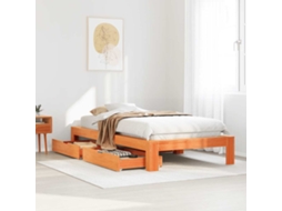 Vidaxl Cama Sem Colchão 75x190 Cm Madeira de Pinho Maciça Castanho mel
