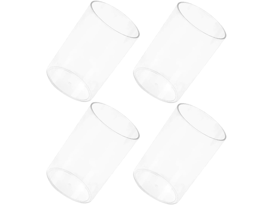 Conjunto Stobaza com 4 Porta lápis Redondos e Transparentes de 10 Cm, Multiuso para Guardar Pincéis Maquiagem