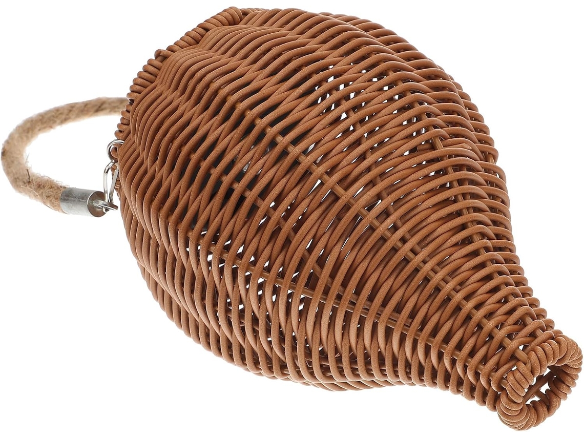 Luminária Solar de Jardim em Rattan Trançado À Mão, Cor Marrom. SFUSHOS