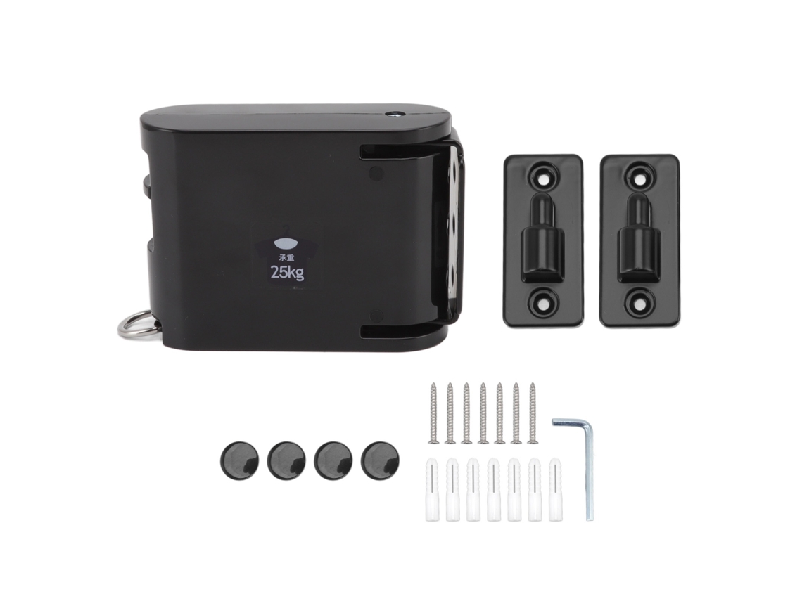 Varal Retrátil Lurelia, 3 Peças, Anti-ferrugem, De Parede, Para Interior E Exterior, De Alumínio, Preto, 2 M
