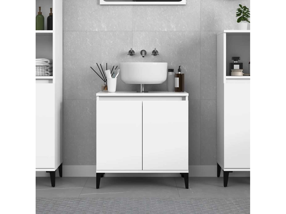 Vidaxl Armário De Lavatório 58x33x60 Cm Derivados De Madeira Branco