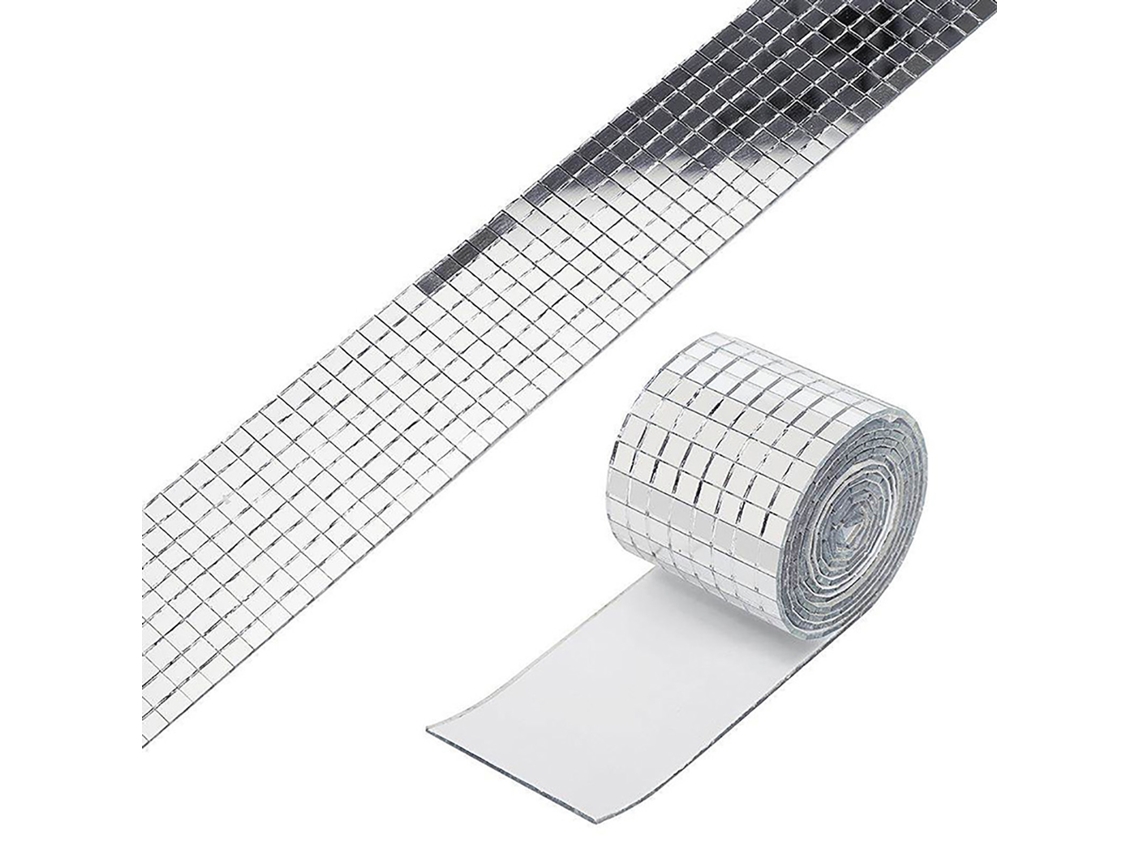 Rebe-3pcs Losa Mosaico Espelho Prata 1464 Grãos Acrílico Autoadesivo 4x100cm Pegatinha Para Manuais