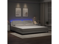 Vidaxl Estrutura De Cama Com Led Sem Colchão Zadar 200x200 Cm Branco