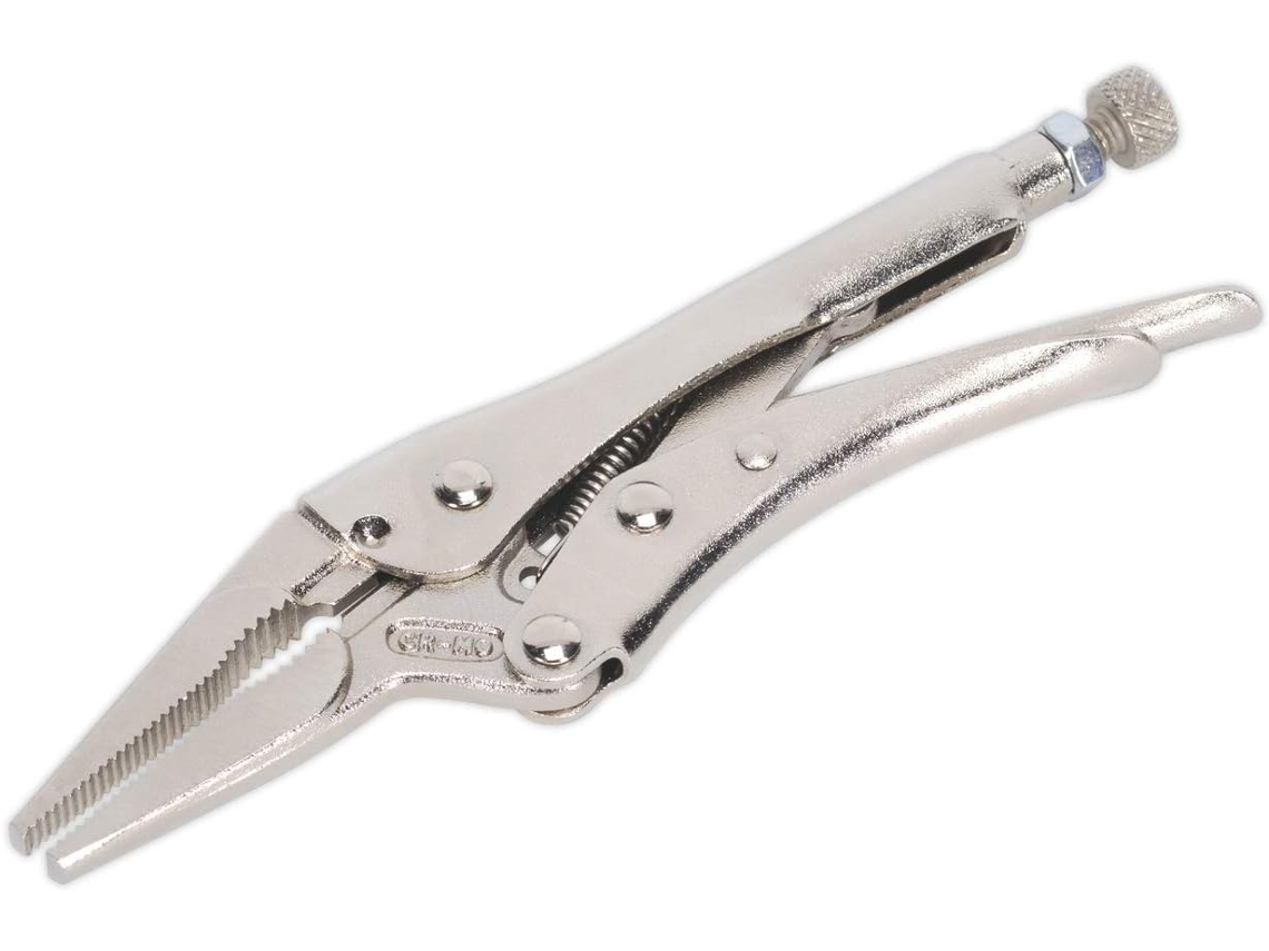 Alicate De Bico Longo Com Trava Ak6824, Capacidade De 170 Mm.