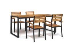 Vidaxl Conj. Jantar P/ Jardim 5 Pcs Madeira De Acácia Maciça E Metal
