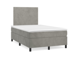 Vidaxl Cama Box Spring Colchão Led 120x190 Cm Couro Artif. Cinza-claro