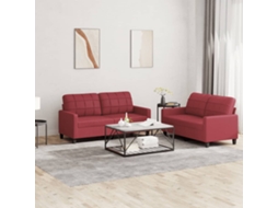 Vidaxl 2 Pcs Conjunto Sofás C/ Almofadões Couro Artif. Vermelho Tinto