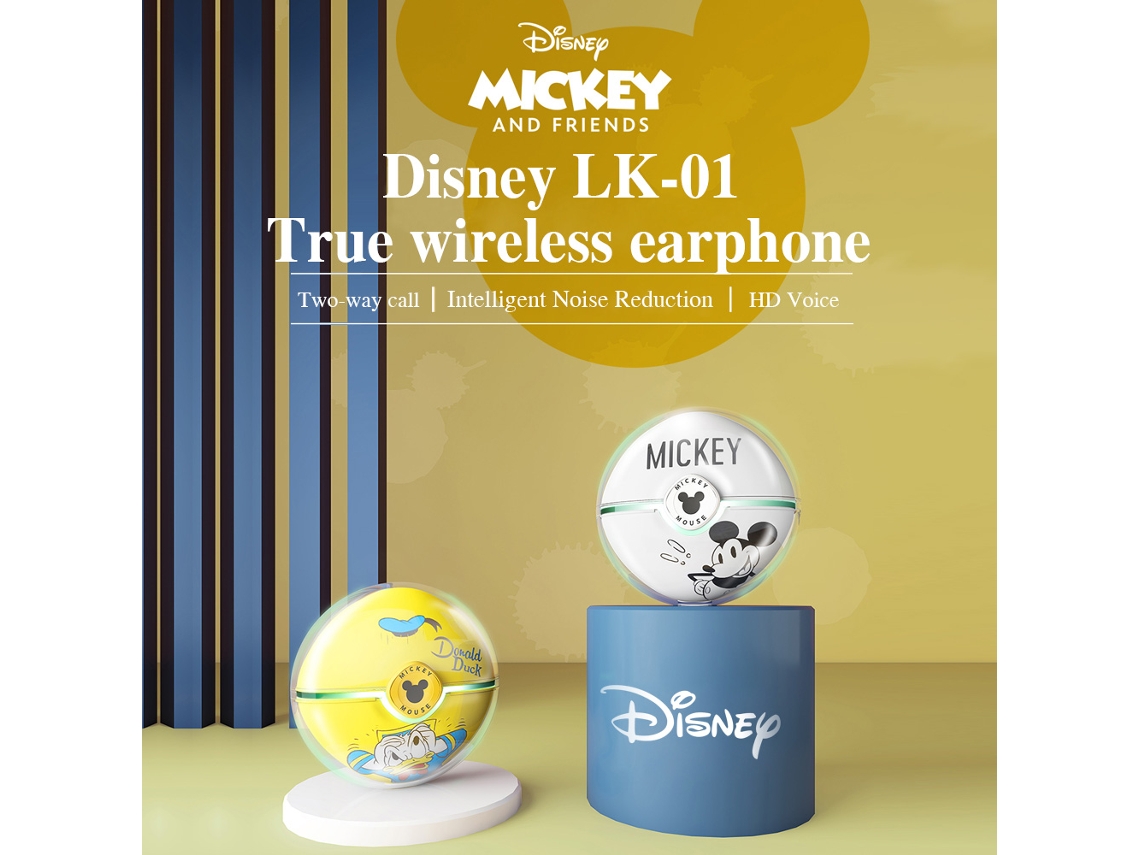 Fones de Ouvido Disney Lk01 True Wireless Bt5.0 Hifi Cancelamento de Ruído Esportes
