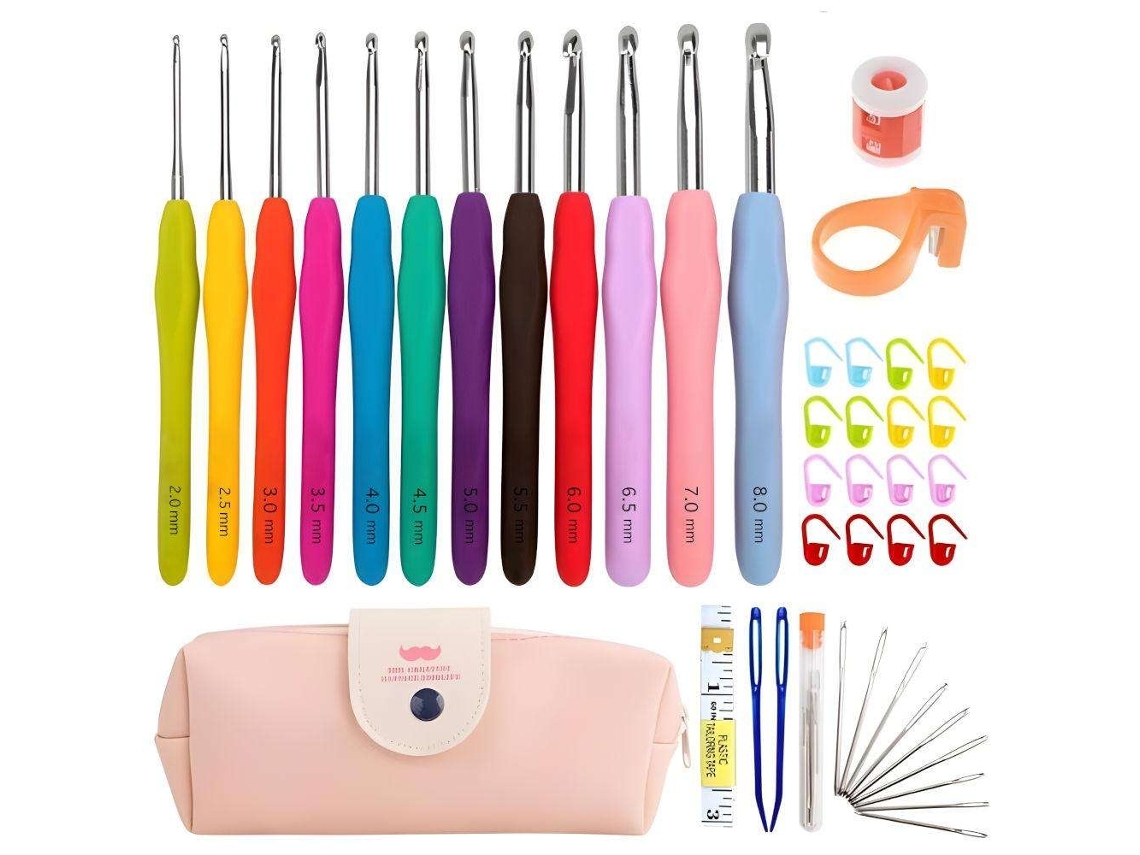 Kit De Crochê Com 45 Peças E Agulhas Ergonômicas Conjunto Multicolorido Aquaforge