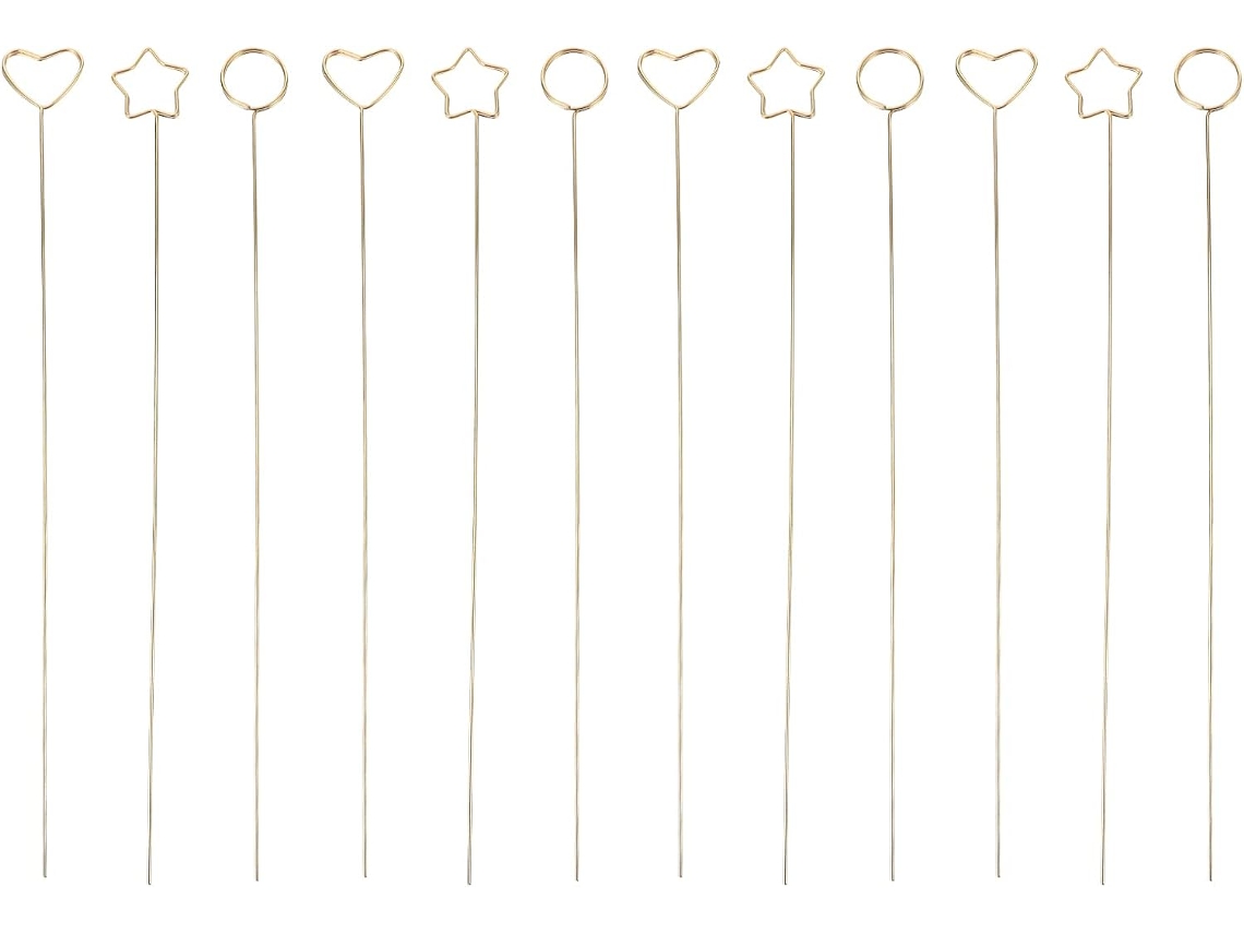 Clipes de metal dourado, formatos elegantes, suporte de ferro, pacote com 30 unidades para flores e marcadores de lugar.