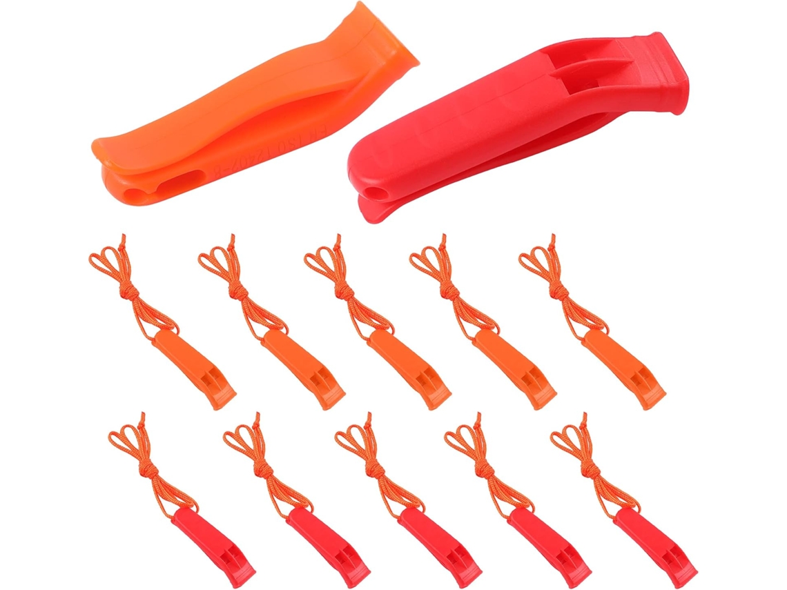Conjunto de 12 Cordas Resgate em Campo com Apito, Cor Laranja, Plástico, para Guerra. AQUAFORGE